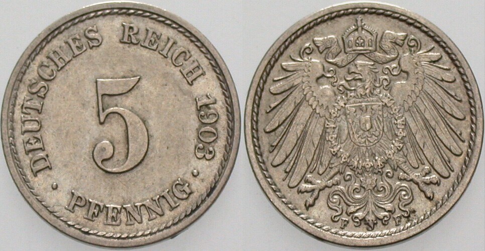 5 Pfennig 1903 J. 12 Fast vorzüglich