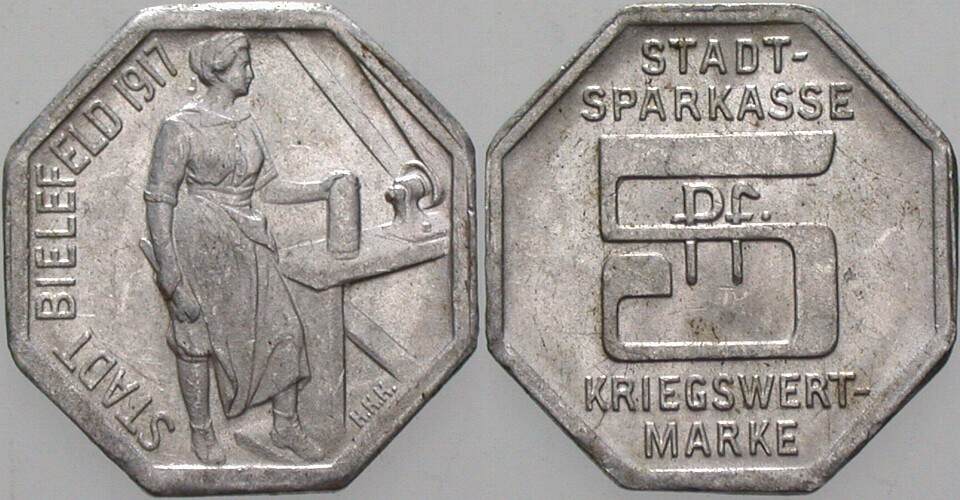 5 Pfennig 1917 Menzel 2775.4. Al Sehr schön