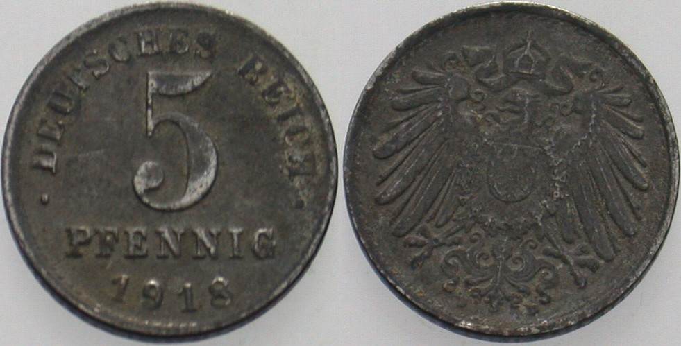 5 Pfennig 1918 J. 297 Sehr schön