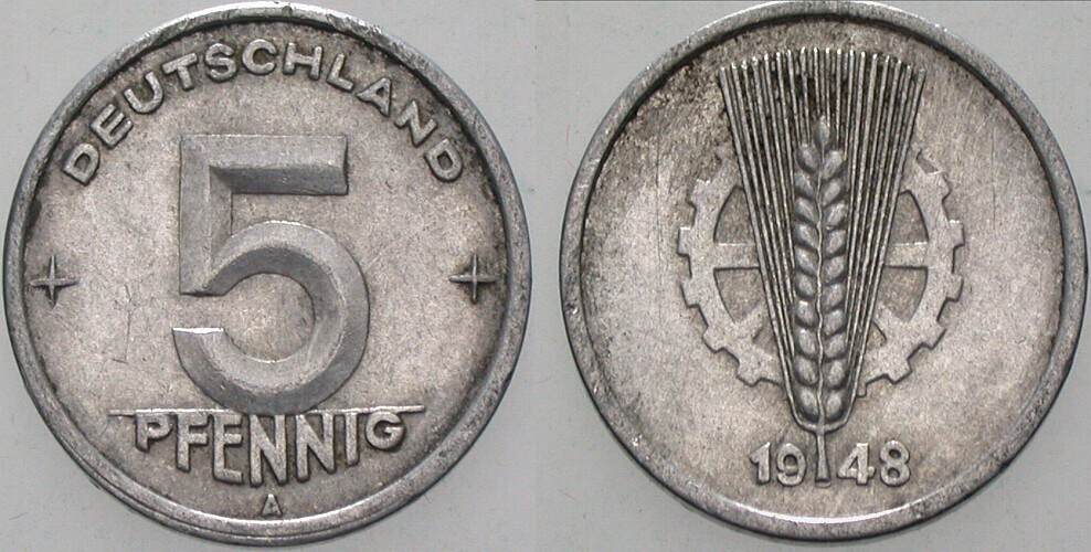 5 Pfennig 1948 J. 1502 Sehr schön