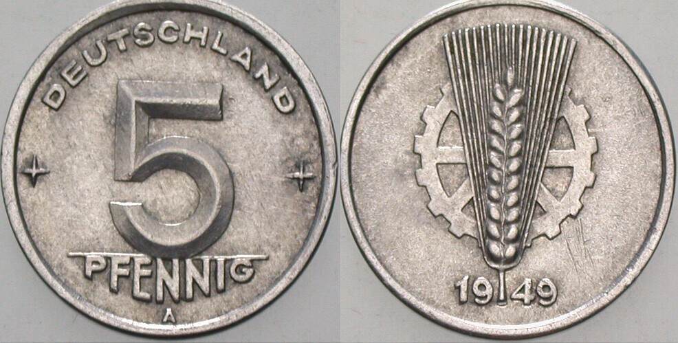 5 Pfennig 1949 J. 1502 sehr schön