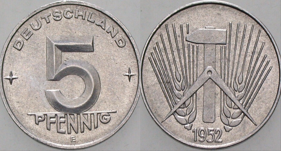 5 Pfennig 1952 J. 1506 Vorzüglich - Stempelglanz