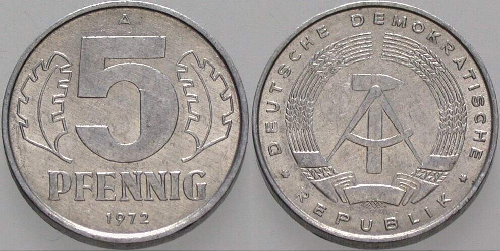 5 Pfennig 1972 J. 1509 sehr schön