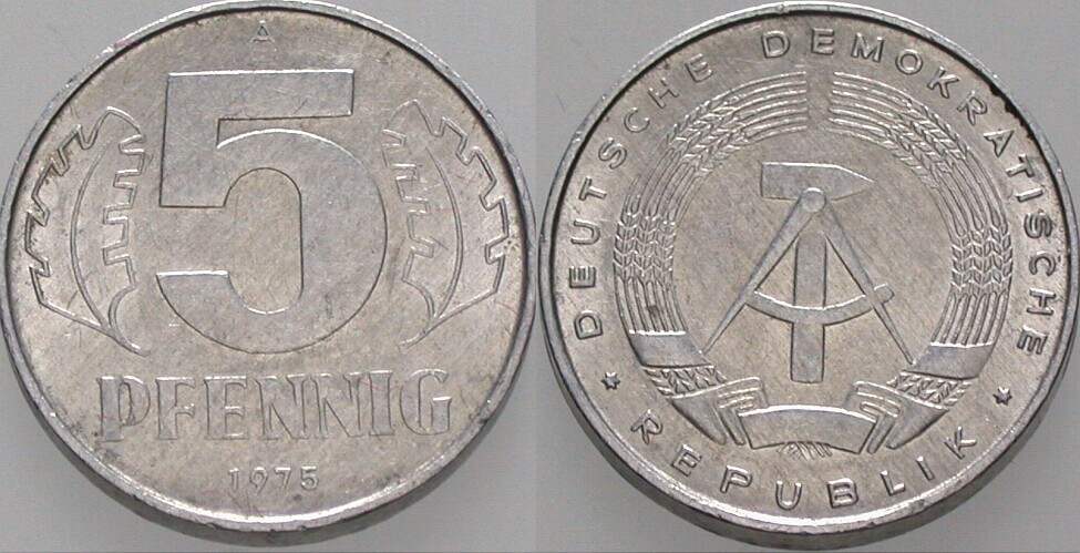 5 Pfennig 1975 J. 1509 Sehr schön
