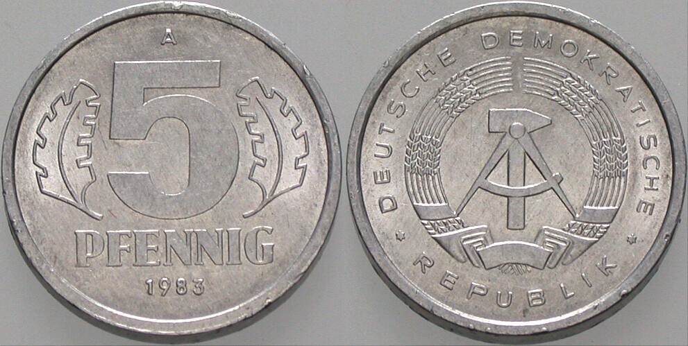 5 Pfennig 1983 J. 1509 sehr schön