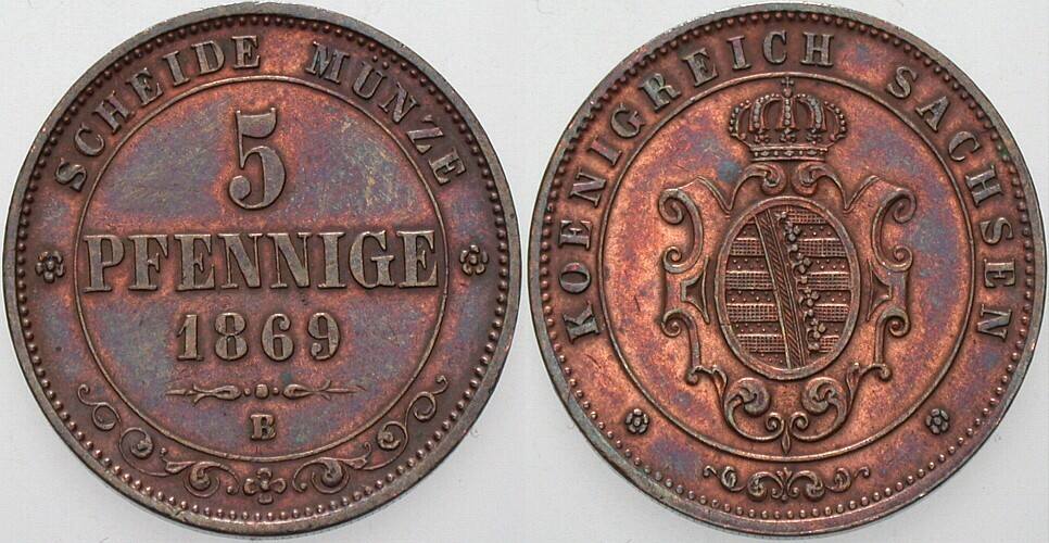 5 Pfennige 1869 AKS 151 Sehr schön - vorzüglich