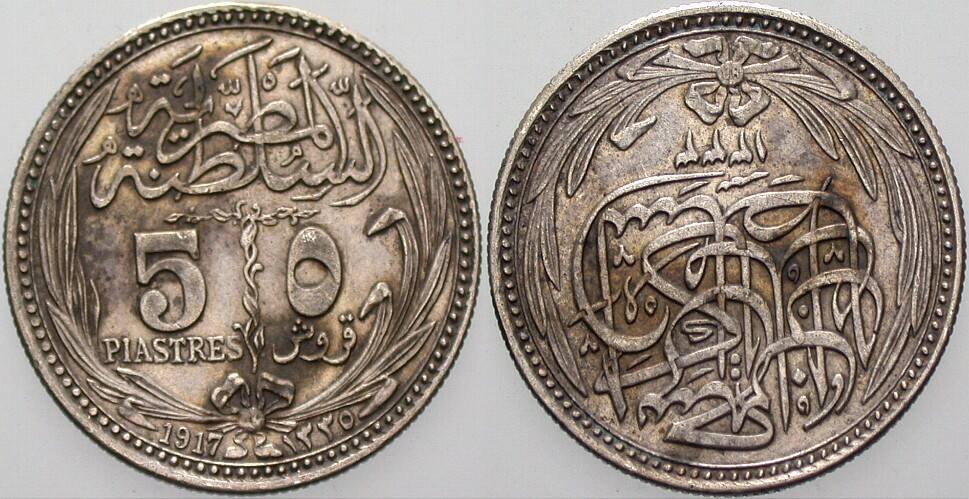 5 Piastres 1917 KM 318,1 Sehr schön
