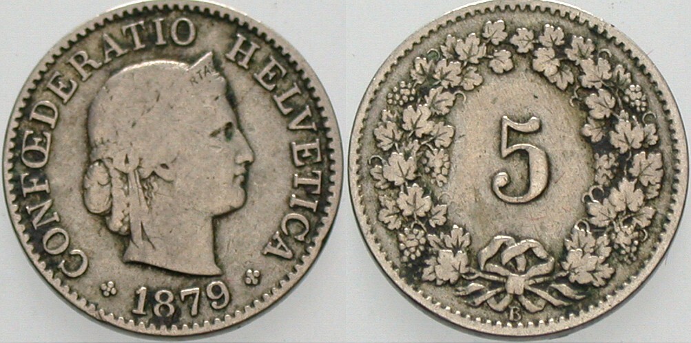 5 Rappen 1879 Divo/Tobler 319 Sehr schön