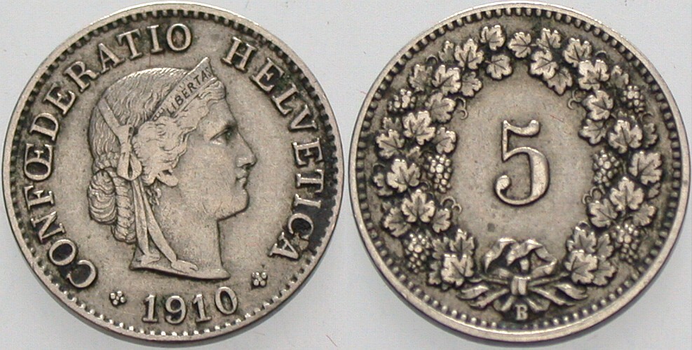 5 Rappen 1910 Divo/Tobler 319 Sehr schön