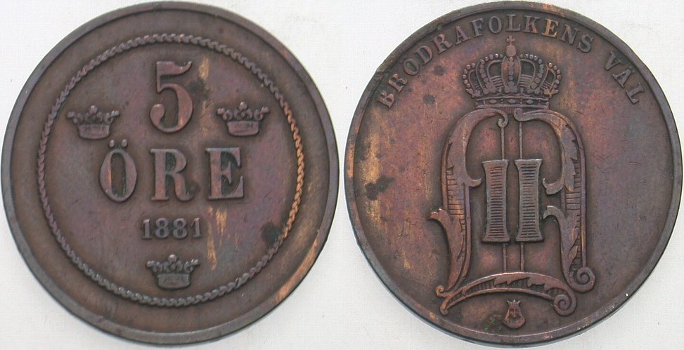 5 Öre 1881 Krause/Mishler 736 Fast sehr schön