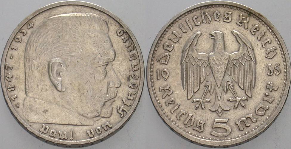 5 Reichsmark 1935 J. 360 Sehr schön