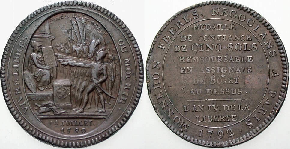 5 Sols 1790 KM 31 Fast Vorzüglich