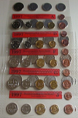 5 x 1 Pfennig - 5 Deutsche Mark, 12,68 DM 1997 Stempelglanz