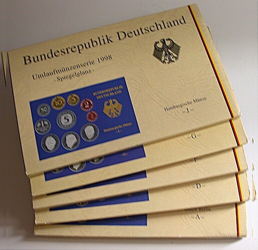 5 x 1 Pfennig - 5 Deutsche Mark, 12,68 DM 1998  Stempelglanz