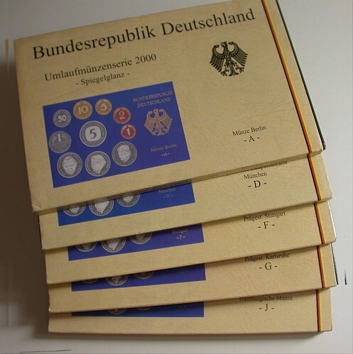 5 x 1 Pfennig - 5 Deutsche Mark, 12,68 DM 2000 Stempelglanz