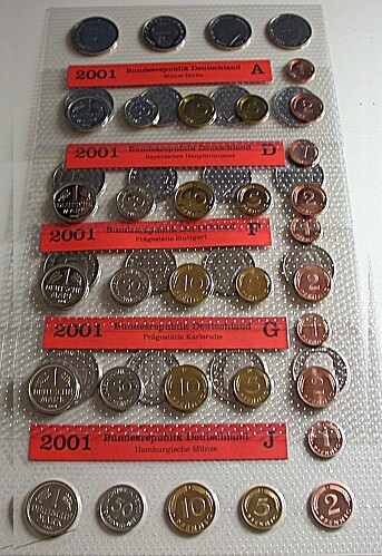 5 x 1 Pfennig - 5 Deutsche Mark, 12,68 DM 2001  Stempelglanz