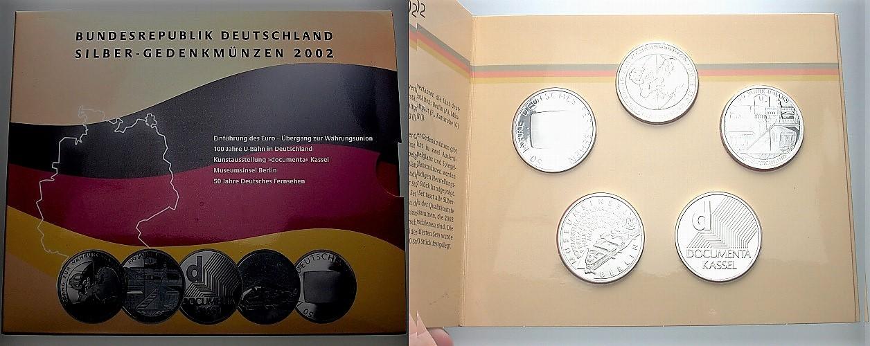 5 x 10 EURO 2002 Jaeger 490,491,492,495,496 Spiegelglanz