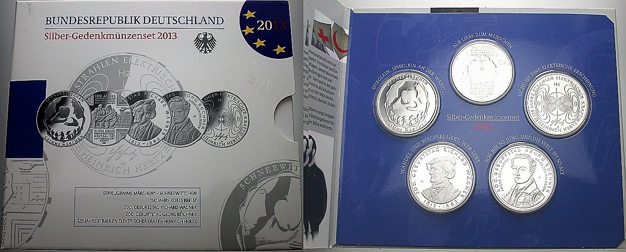 5 x 10 EURO 2013 Jaeger 578,579,580,583,584 Spiegelglanz