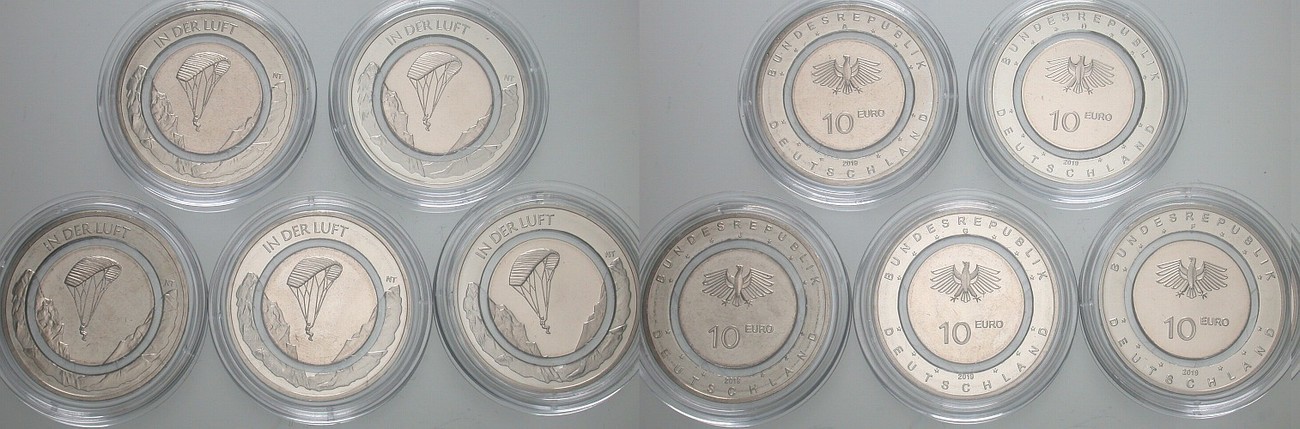 5 x 10 EURO 2019  Prägefrisch aus der Rolle