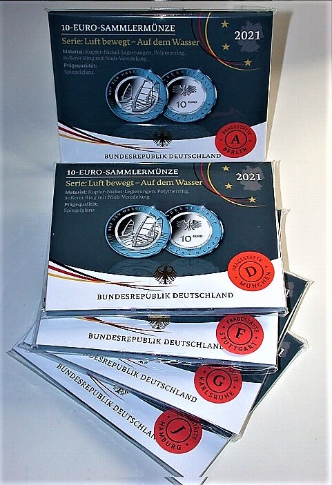 5 x 10 EURO 2021  Spiegelglanz in Originalverpackung VfS