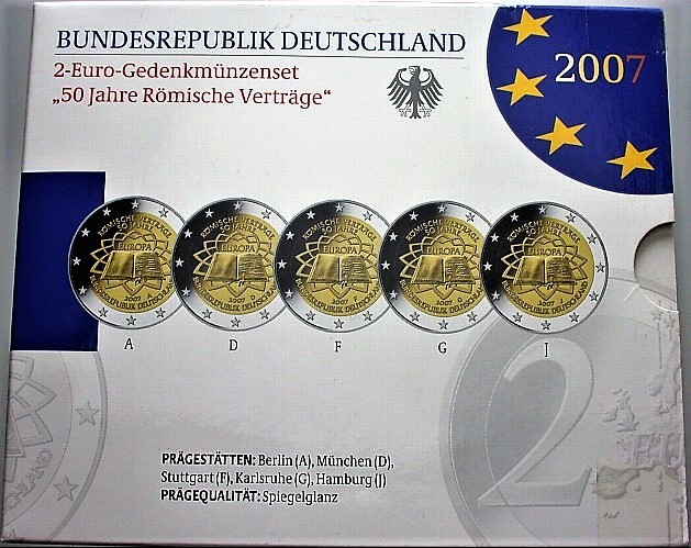 5 x 2 Euro 2007  Spiegelglanz