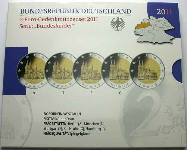 5 x 2 Euro 2011 Spiegelglanz