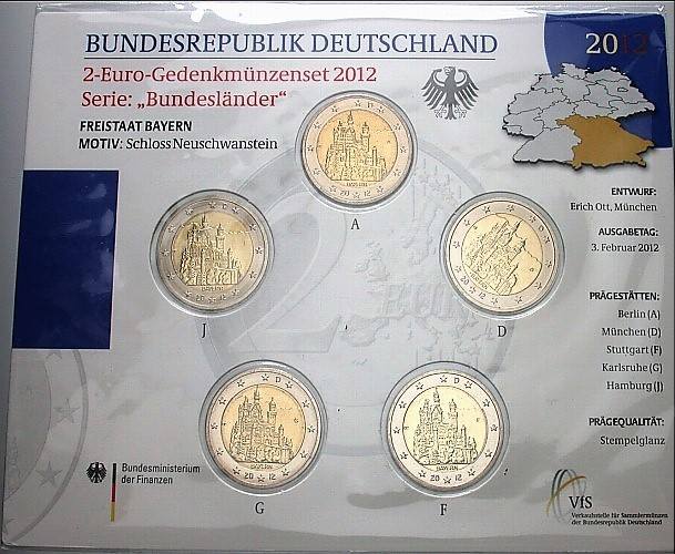 5 x 2 Euro 2012  Stempelglanz