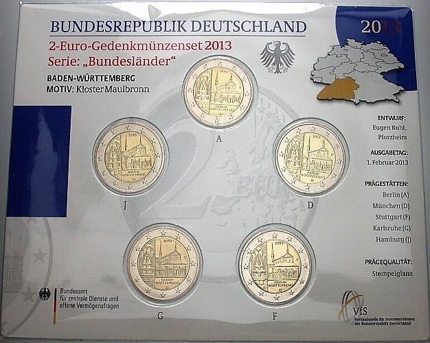 5 x 2 Euro 2013 Stempelglanz