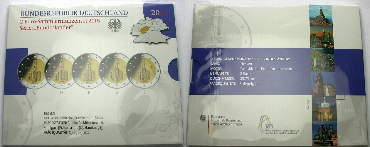 5 x 2 Euro 2015  Spiegelglanz
