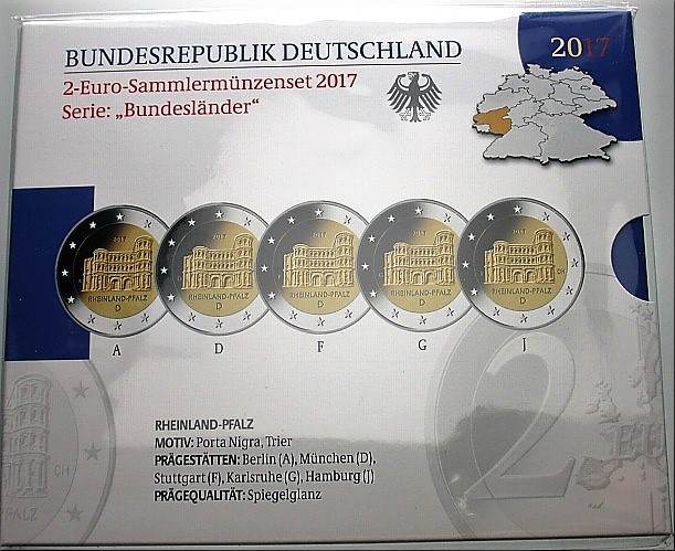 5 x 2 Euro 2017 Spiegelglanz