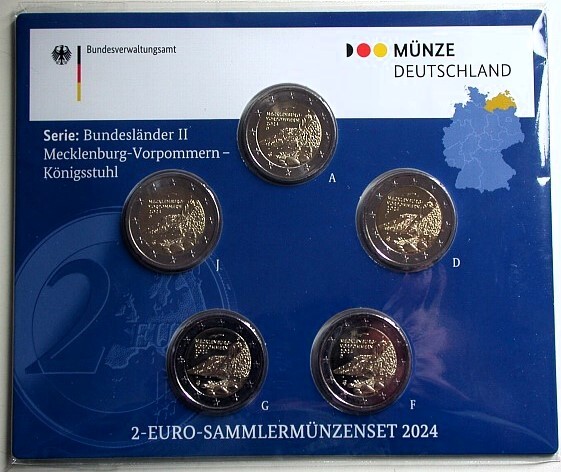 5 x 2 Euro 2024 Stempelglanz
