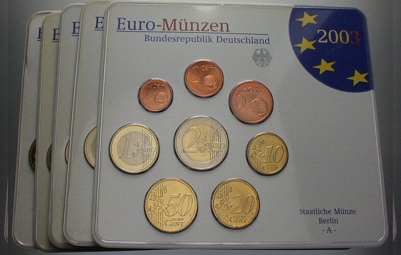 5 x 3,88 Euro,Kursmünzensatz 1 Cent-2 Euro 2003  Stempelglanz