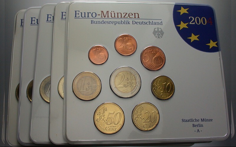 5 x 3,88 Euro,Kursmünzensatz 1 Cent-2 Euro 2004 Stempelglanz