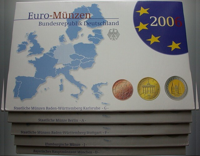5 x 5,88 Euro,Kursmünzensatz 1 Cent-2 Euro 2006  Polierte Platte