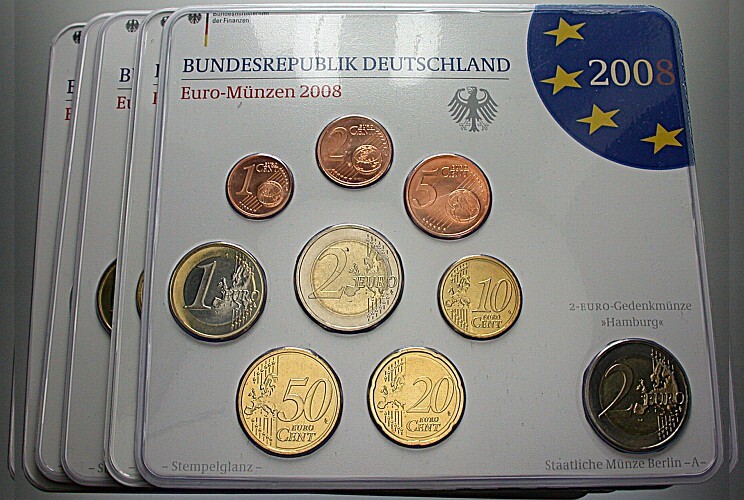 5 x 5,88 Euro,Kursmünzensatz 1 Cent-2 Euro 2008 Stempelglanz