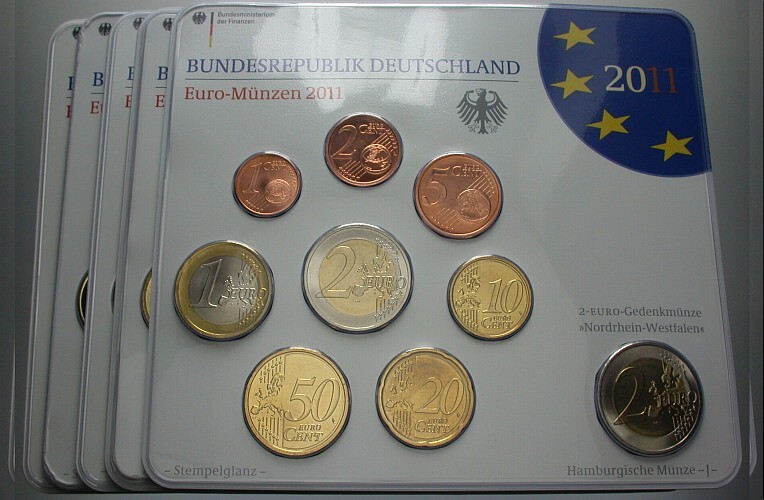 5 x 5,88 Euro,Kursmünzensatz 1 Cent-2 Euro 2011 Stempelglanz