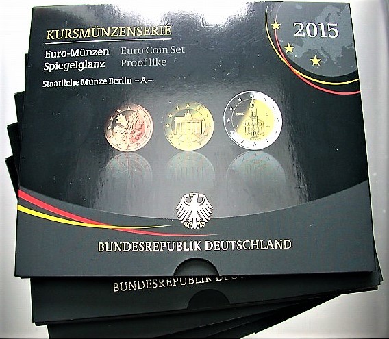 5 x 5,88 Euro,Kursmünzensatz 1 Cent-2 Euro 2015 Spiegelglanz (PP)