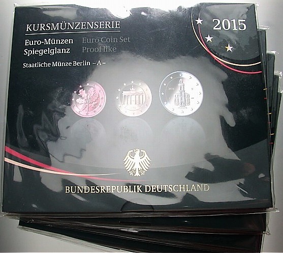 5 x 5,88 Euro,Kursmünzensatz 1 Cent-2 Euro 2015 Spiegelglanz