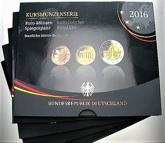5 x 5,88 Euro,Kursmünzensatz 1 Cent-2 Euro 2016 Spiegelglanz (PP)
