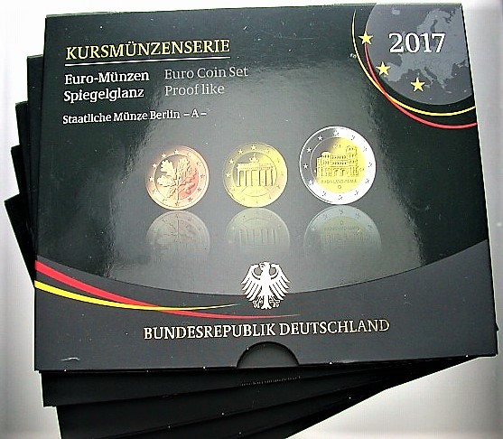 5 x 5,88 Euro,Kursmünzensatz 1 Cent-2 Euro 2017 Spiegelglanz (PP)