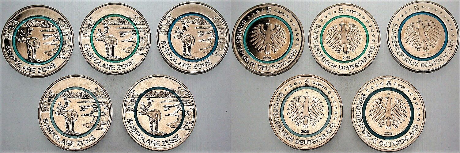 5 x 5 EURO 2020 Bankfrisch