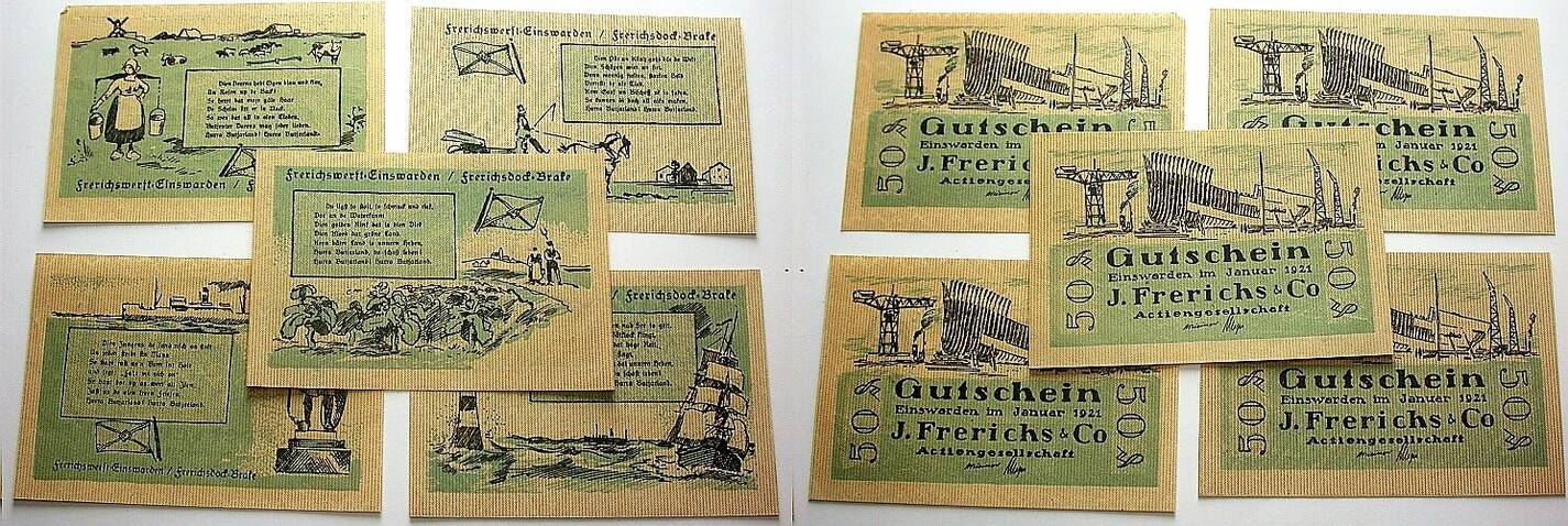 5 x 50 Pfennig Januar 1921 Grabowski/Mehl 316.1 Fast kassenfrisch