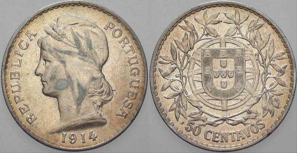50 Centavos 1914 KM 561 Sehr schön