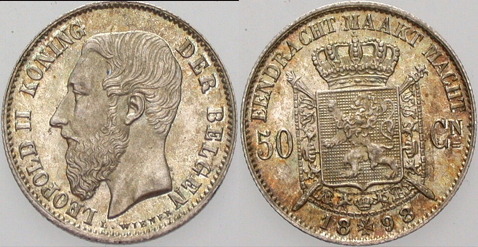 50 Centimes 1898 KM. 27 Patina, fast Stempelglanz