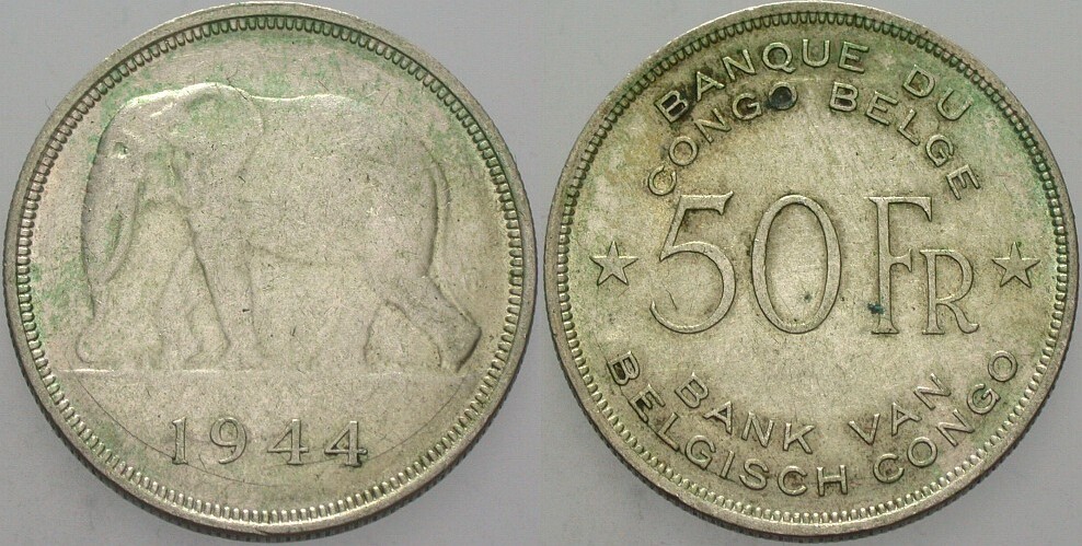 50 Francs 1944 KM. 27 Patina, wz. Kratzer, fast vorzüglich