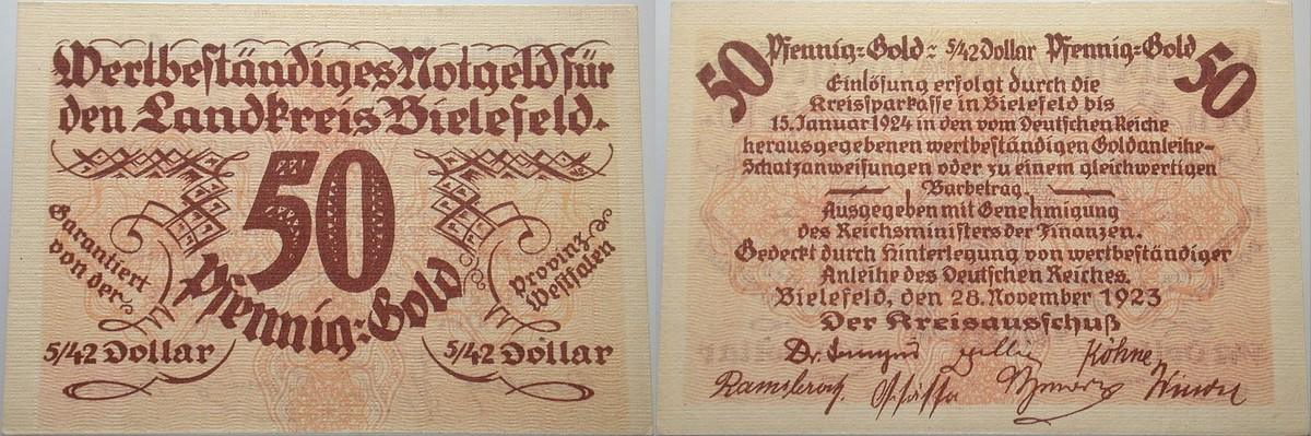 50 Goldpfennig 28.November 1923 Topp 77.09 Kassenfrisch