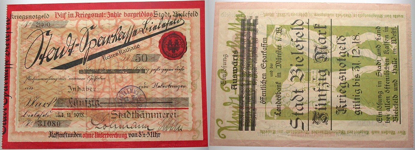 50 Mark 01.11.1918-31.12.1918 Topp 74.24. I-II
