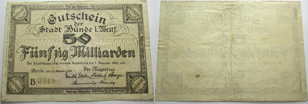 50 Milliarden Mark 27.Oktober 1923 Topp 169.23 Stärker gebraucht