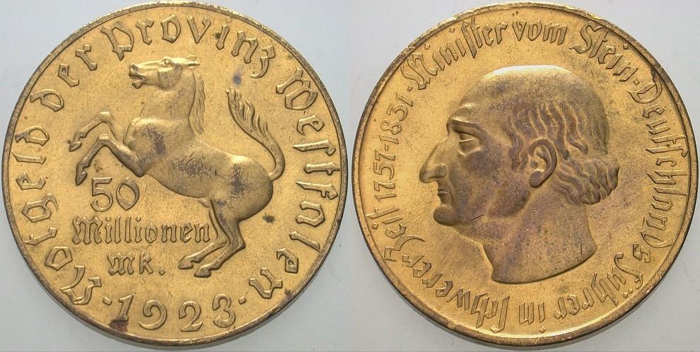 50 Millionen Mark 1923 J.N. 23 B Fleckig, winz. Randfehler, sehr schön - vorzüglich
