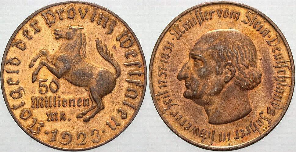 50 Millionen Mark 1923 J.N. 23 B Vorzüglich